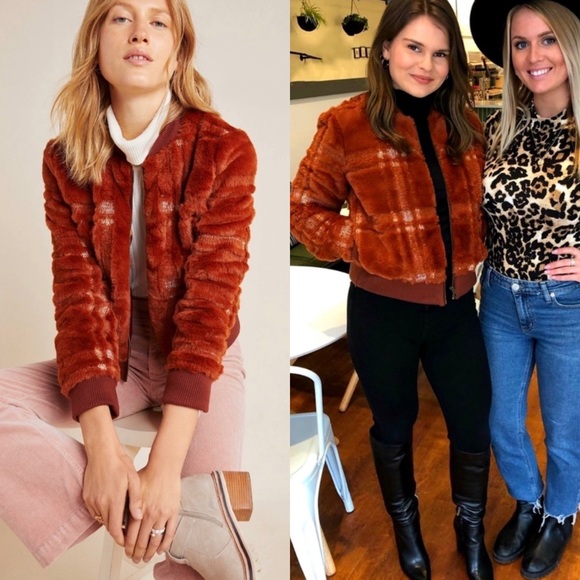 Anthropologie Plaid Teddy Bomber Jacket - Picture 5 of 11